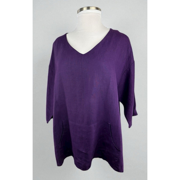 bryn Walker Tops - Bryn Walker 100% Linen Judy Oversized Tunic Top Purple Women's Large Lagonlook